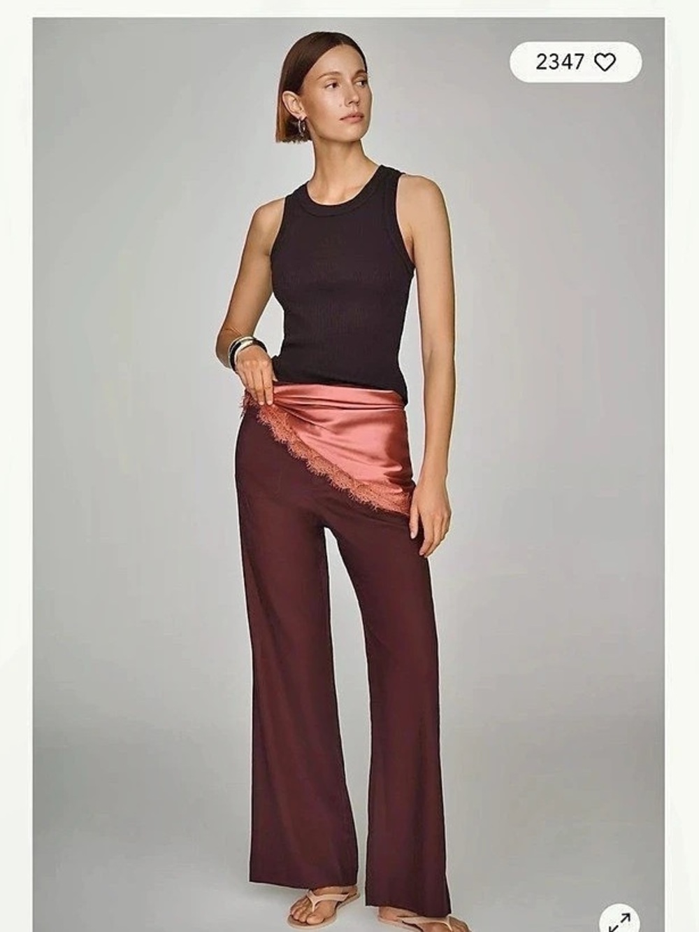 NWT Maeve Jude Linen Stretch Trousers Wide Leg Linen Trousers in Burgundy Sz 14